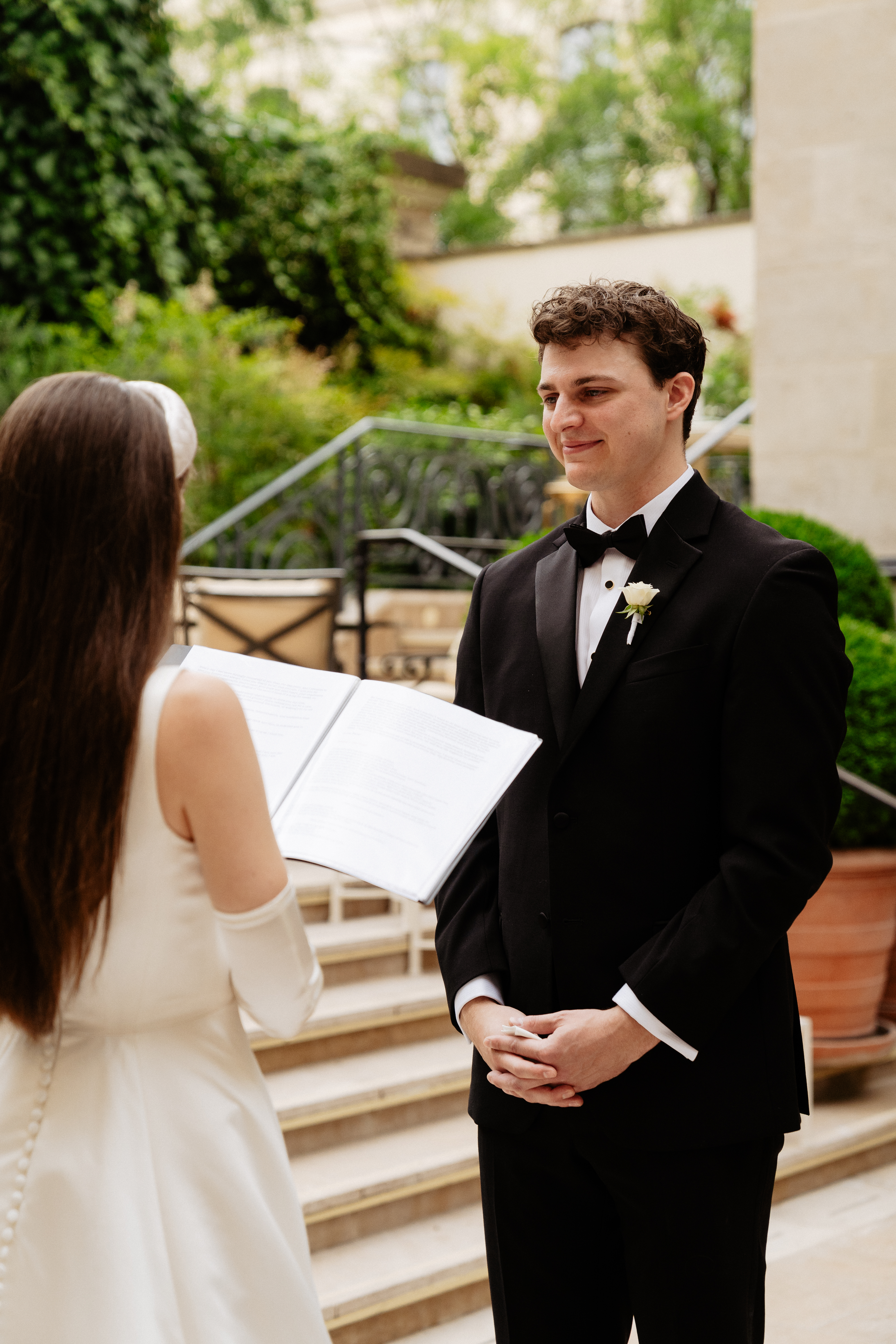 Destination wedding elopement at the luxurious Ritz Paris garden ceremony
