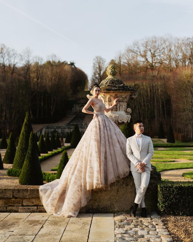 Prepare to be whisked away to a world of modern elegance, editorial flair, and luxury with Debbie & Ted’s pre-wedding photos ✨ 
.
Photos #throughtheglassparis 
Venue @chateau_de_villette @theheritagecollection 
Wedding dress @nicolefeliciacouture @demetriosbridalroom 
MUAH @makeupartist_jane